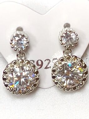 Spectacular Moisannite Sterling Silver Drop Earrings Brand NEW.